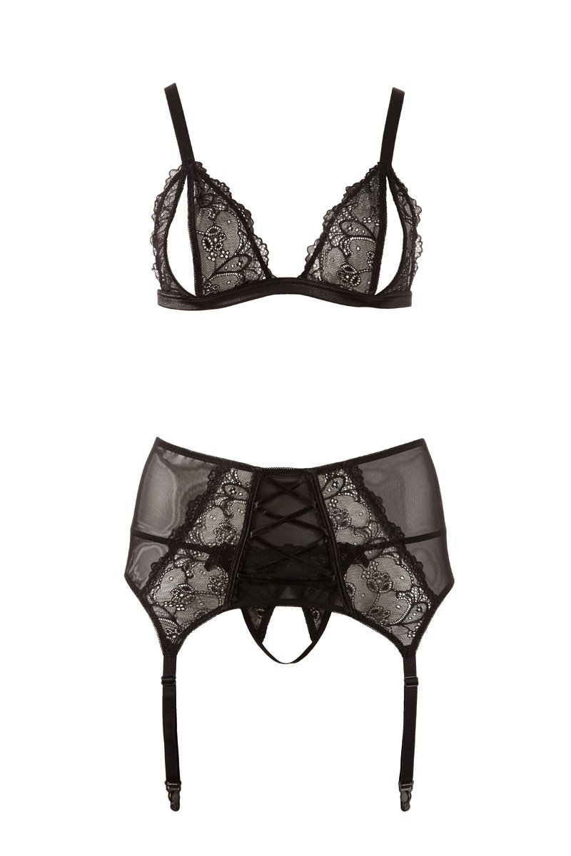 Cottelli Collection X-Large Suspender Bra Set for Plus Size