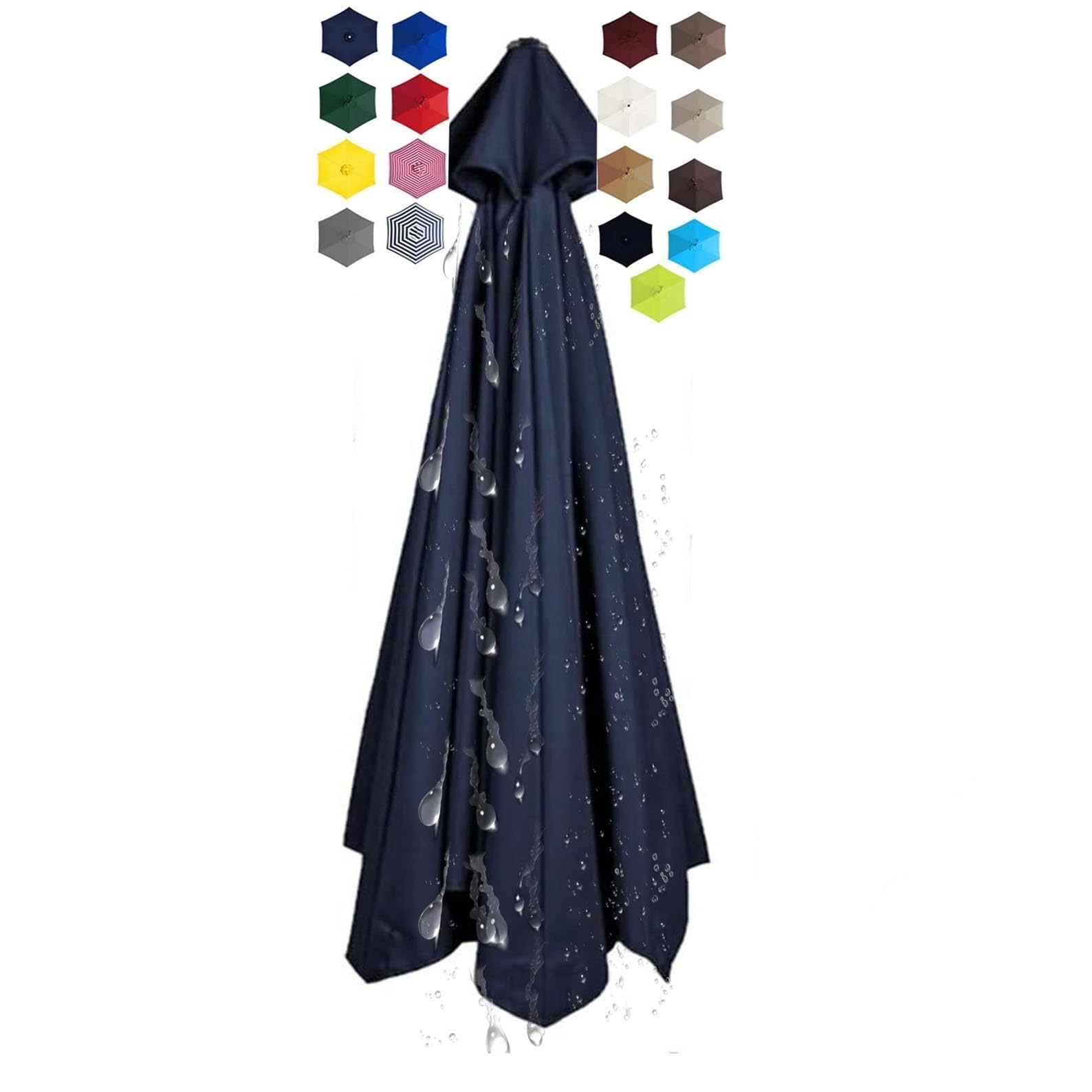 Miecoae Patio Umbrella Replacement Canopy, Parasol Canopy Cover for 200cm/270cm/300cm +6 Arms/8 Arms Parasol, Replacement Parasol Canopy Waterproof, Washable(@14,6 ribs/2.5m(8.2ft)