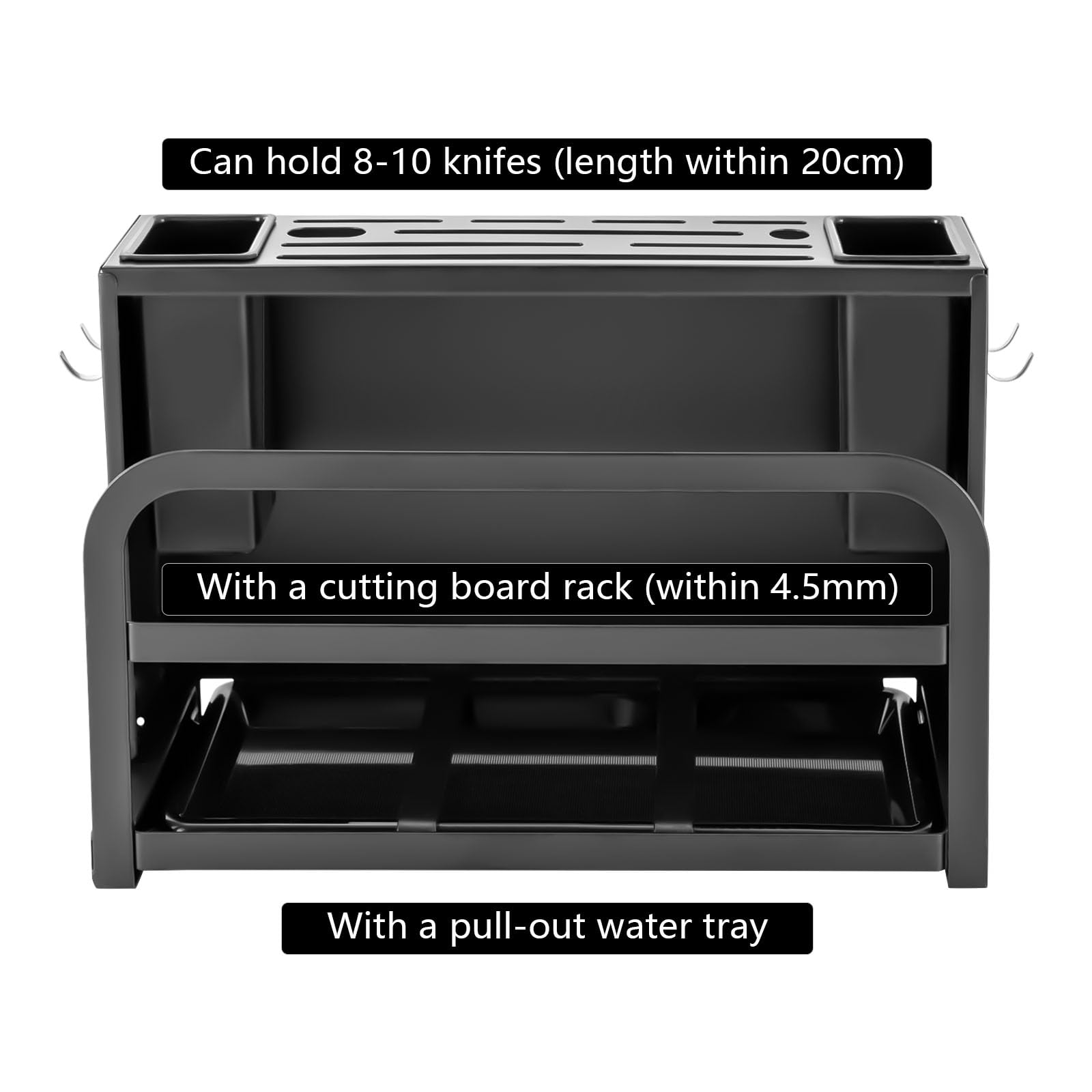 Bloque de cuchillos de acero al carbono negro, bloque para cuchillos sin cuchillo, soporte universal con soporte para utensilios, para cuchillos y tablas de cortar, almacenamiento en la cocina, varias