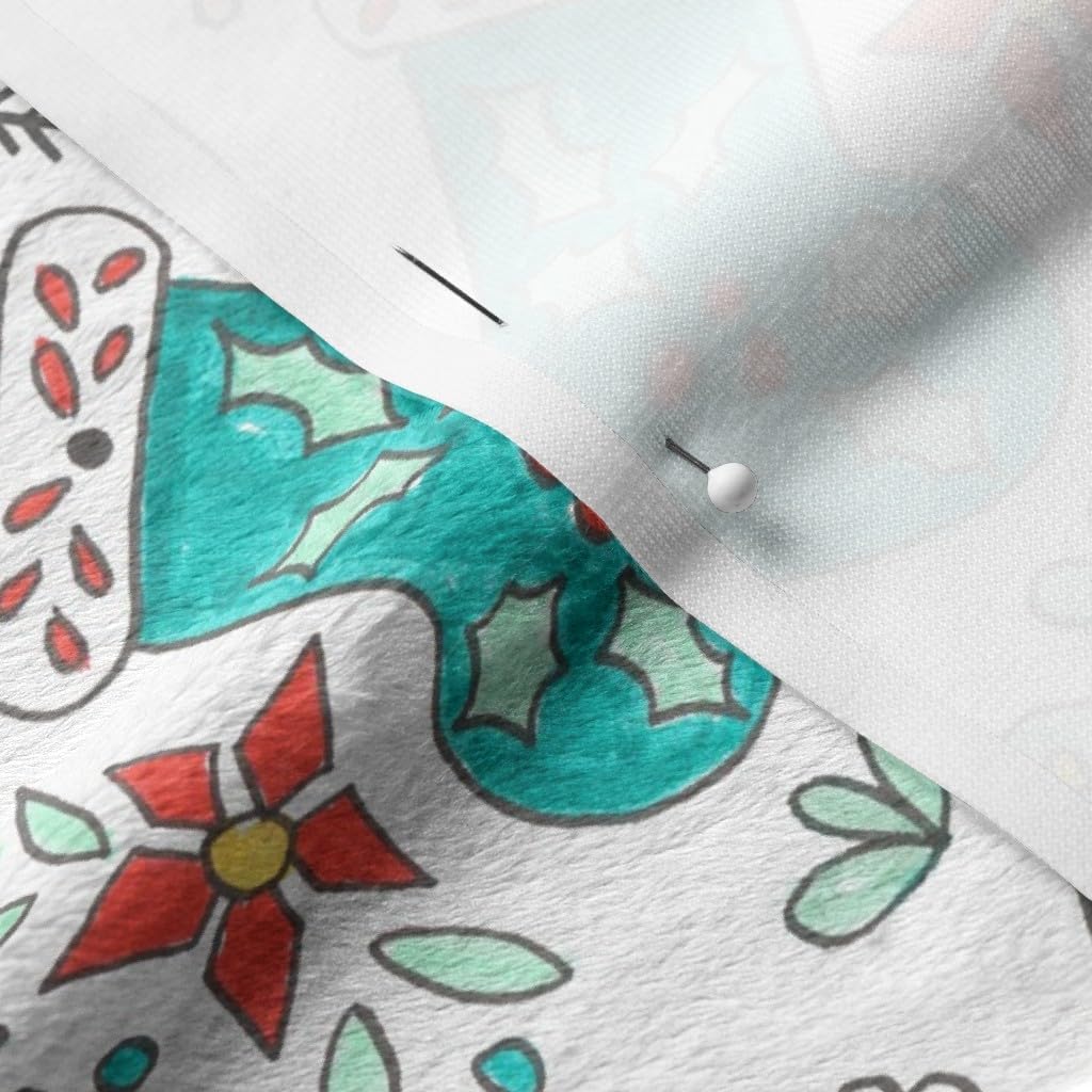 Spoonflower Fabric - Folk Tree Christmas Swedish Scandinavian Art Gnome Holiday Candy Holly Printed on Minky Fabric by The Yard - Sewing Baby Blankets Quilt Backing Plush