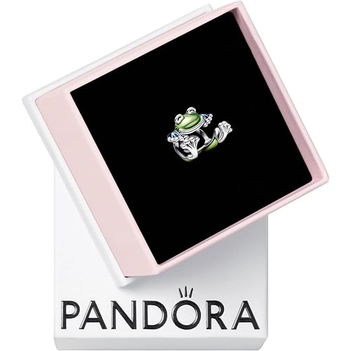 PANDORA Climbing Frog Charm - Animal Charm | Sterling Silver & Green Blue Enamel, Compatible with PANDORA Moments, Jewelry for Women with Gift Box