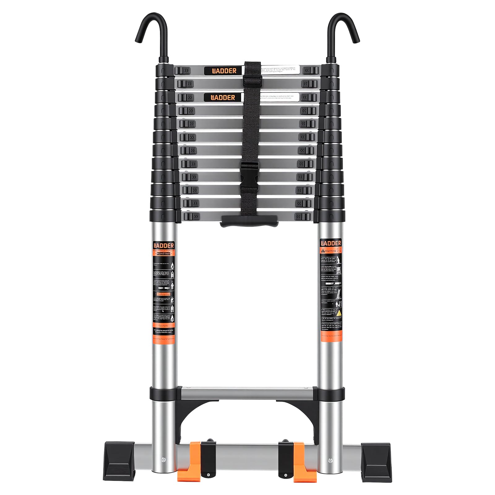 Telescoping Ladder,16.5 FT Extension Ladder w/Hooks,Stabilizers,Wheels,Heavy Duty 330lbs Max Capacity,Collapsible Telescopic Ladder for Rv,Roof,Outdoor