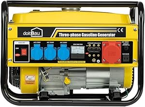 Stromgenerator mit Benzin|Stromerzeuger mit Zubehör,Notstromaggregat leise| 2/5 Steckdosen 3x 230V /1x 400V/ 1x12V|7PS Stromgenerator (5 Steckdosen (3000W YFG3500))