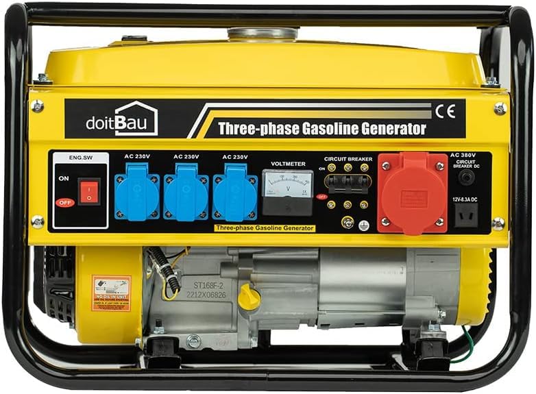 Stromgenerator mit Benzin|Stromerzeuger mit Zubehör,Notstromaggregat leise| 2/5 Steckdosen 3x 230V /1x 400V/ 1x12V|7PS Stromgenerator (5 Steckdosen (3000W YFG3500))