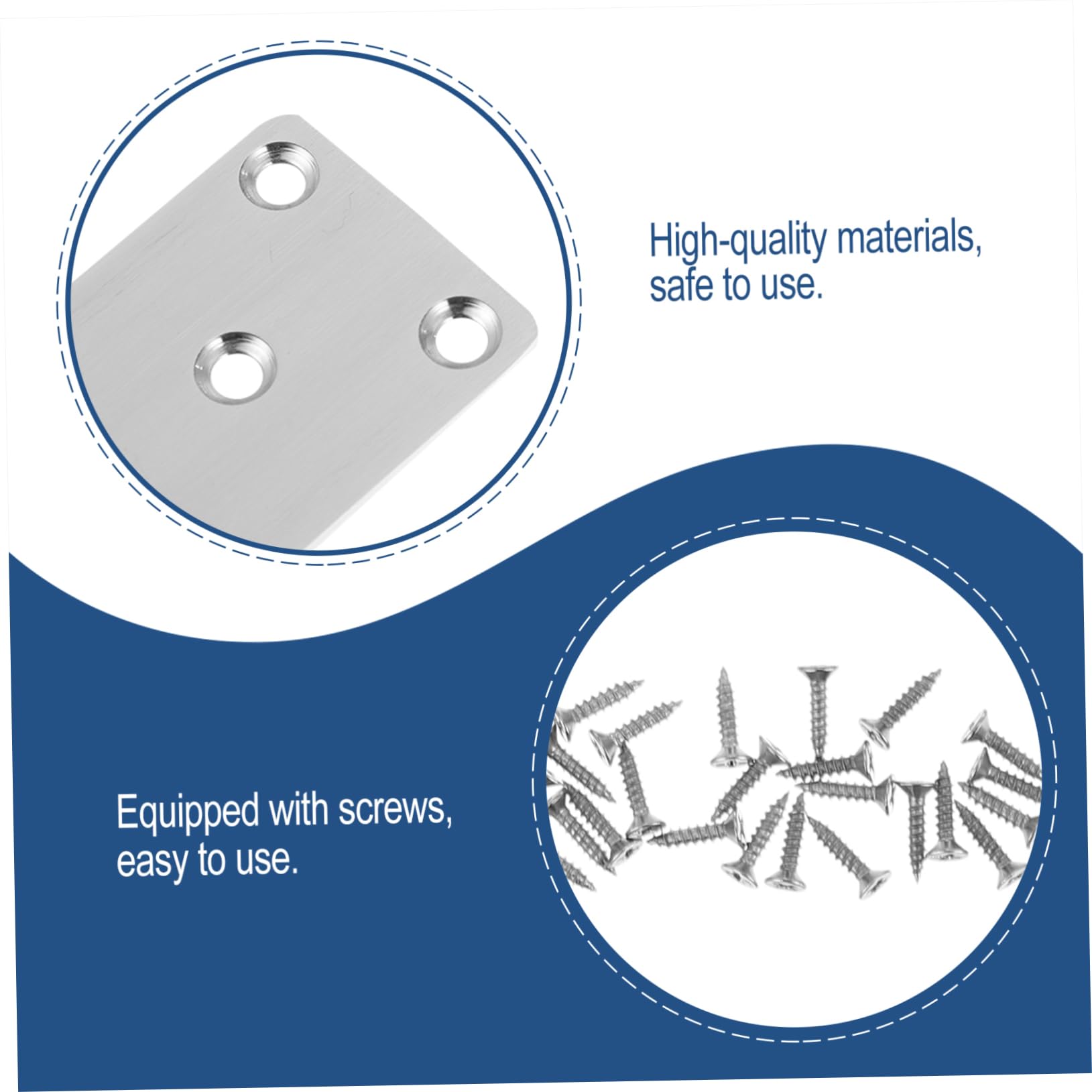 FUNOMOCYA 4 Pcs Mending Plate for Furniture Stainless Steel Straight Brace Corner Shelf Holder