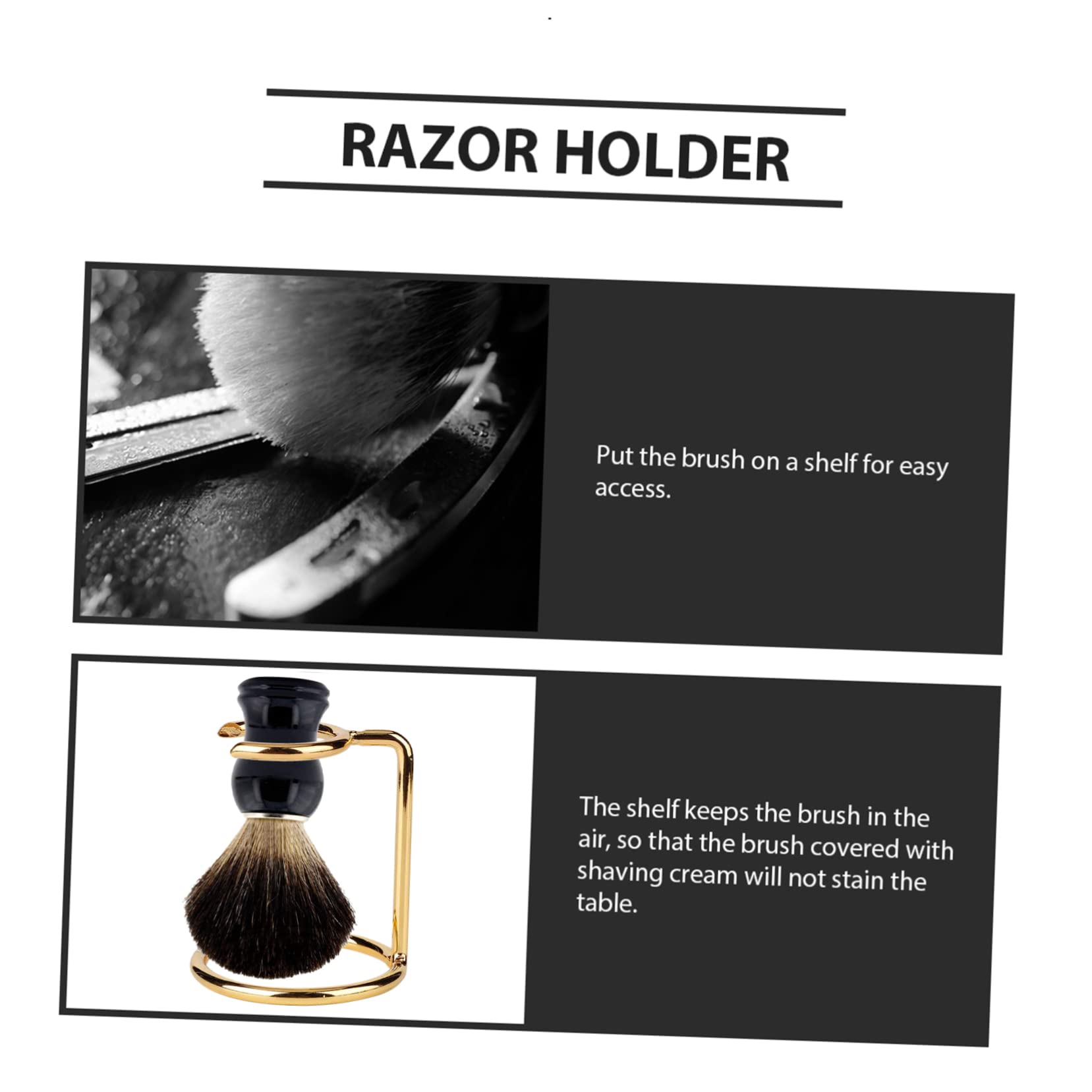 Beatifufu Metal Shaving Brush Rack Stand Durable Razor Holder for Home Barbershop Prevents Keeps Brushes Razors Clean Saving Shaving Tool Storage