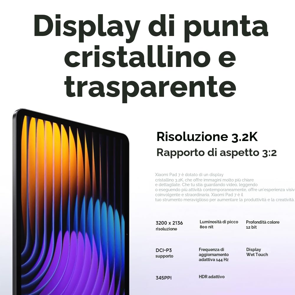 XIAOMI Pad 7 Tablet, 11,2-Zoll, 8+256GB, 3,2K 144Hz Display, Snapdragon 7+Gen 3，8850mAh Akku, 45W Schnellladung, HyperAI，Vier Lautsprecher, Nahtlose Desktop-Erfahrung, mit Ladegerät,schwarz