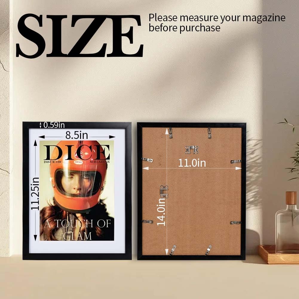 CheeFun 6Pcs Sports Magazine Display Frame: Black Magazine Frames for Wall fits Magazine Measuring 8.5 x 11.25 Inch UV Protection Picture Frames Showcase