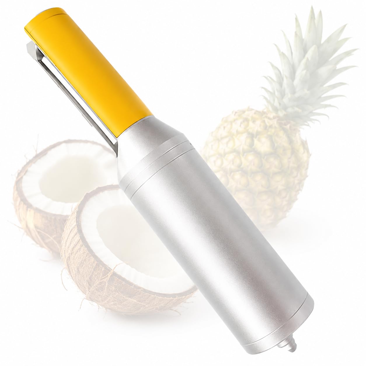 AMQYDT Electric Sugarcane Peeler, Stainless Steel Coconut Peeler with 100W Motor, 6cm Blade and Fork for Fast Peeling Of Sugarcane, Coconut, Pumpkin, Taro and Pineapple