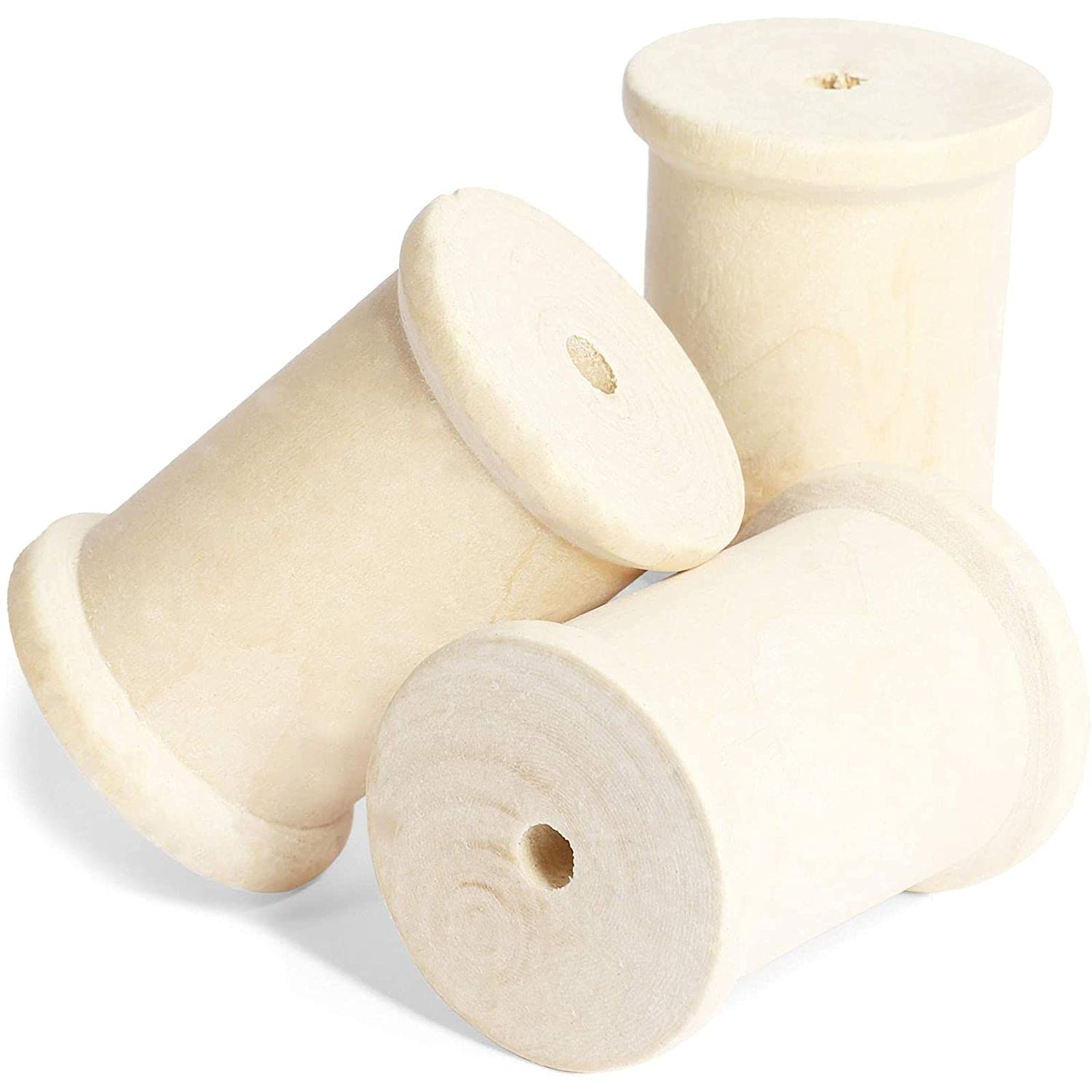 Carretes de madera grandes sin terminar para manualidades (1.5 x 2 pulgadas, 40 unidades)