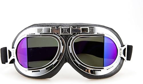 Miniatura 16 de Gafas de motocicleta estilo aviador, piloto, crucero, scooter, gafas de motocross para hombre, mujer, adulto Dorado multicolor,Púrpura (Purple