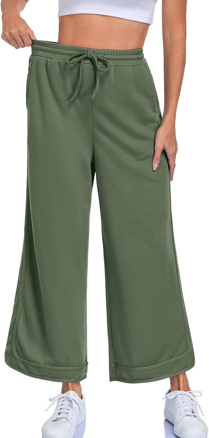 ALSOGO Women's Baggy Wide Leg Sweatpants Drawstring Elastic Waisted Casual Straight Trousers Outfits Athletic Palazzo Pants - Image 3