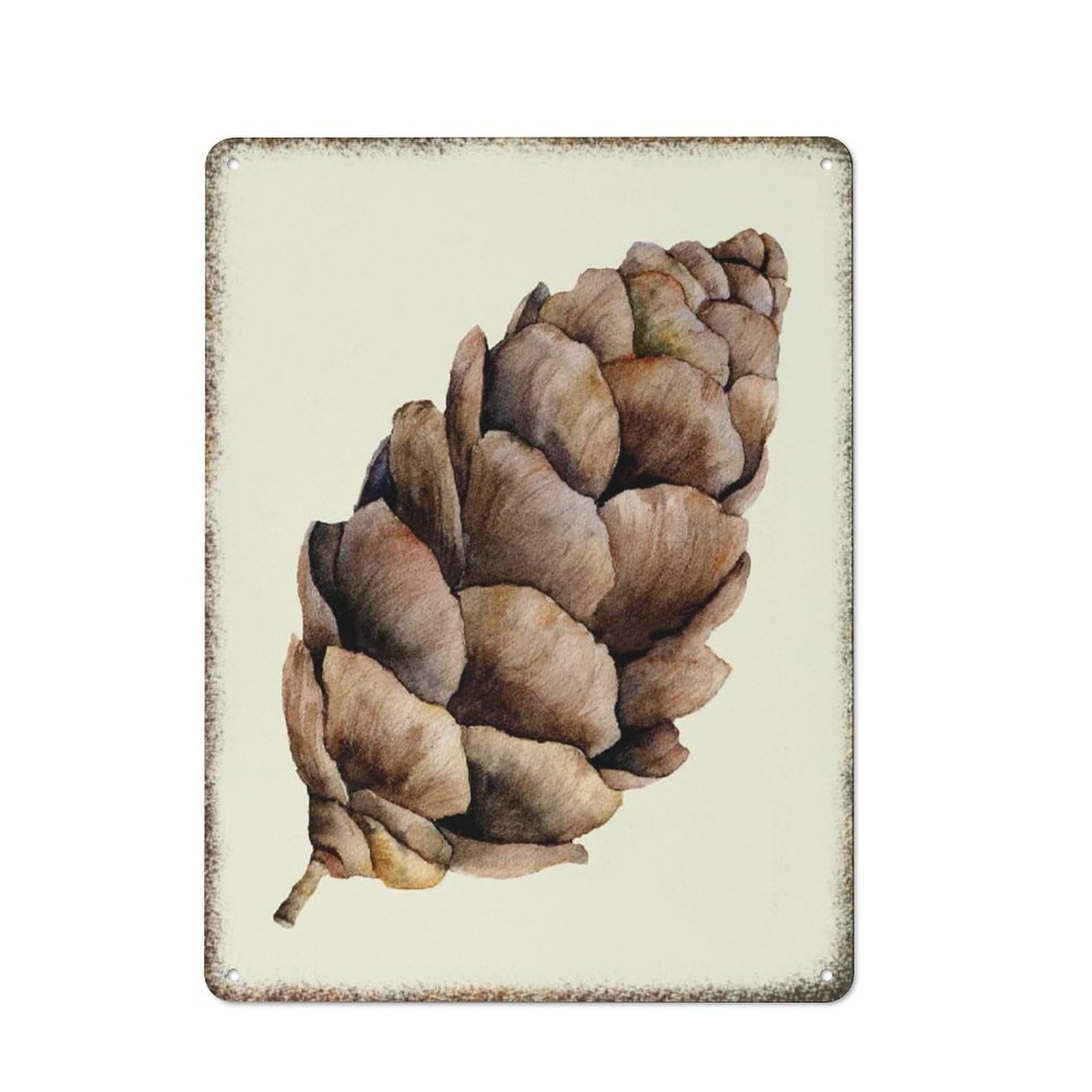 Beautiful Pinecone Tree High Gloss Metal Wall Print Ornamental Horticulture Style Man Cave Home Decor 8x12 Inch