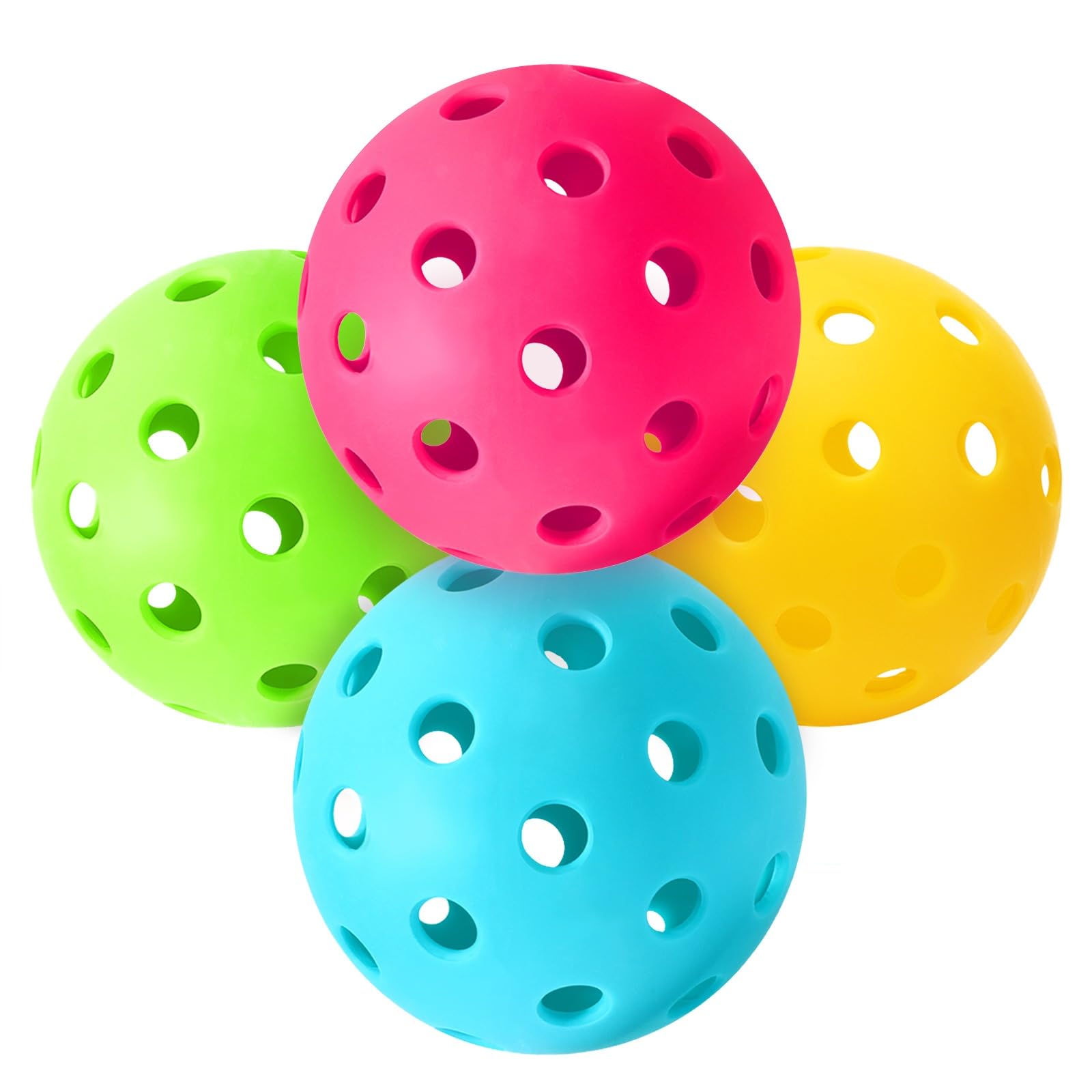 Pickleball Balls, 4 Packs Outdoor Pickleball Balls 40 Holes Pickleballs for Sport Outdoor Play Elasticity and Durable Pickleballs for USAPA Approved Ideal for Beginners and Professional