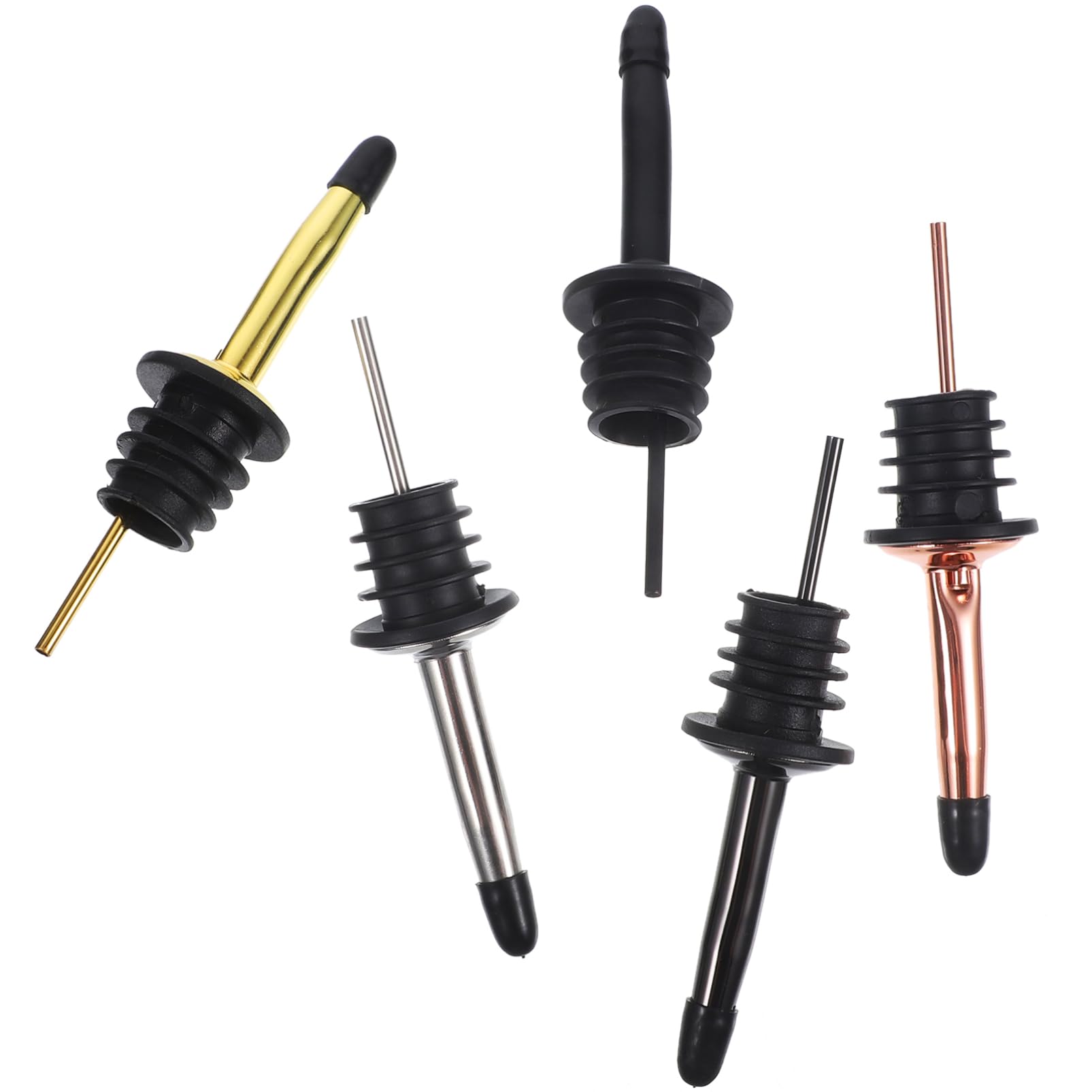 COLLBATH 5pcs Wine Stopper Pourer Pourers Stainless Steel Pp Cocktail Dispensers Wine Stoppers