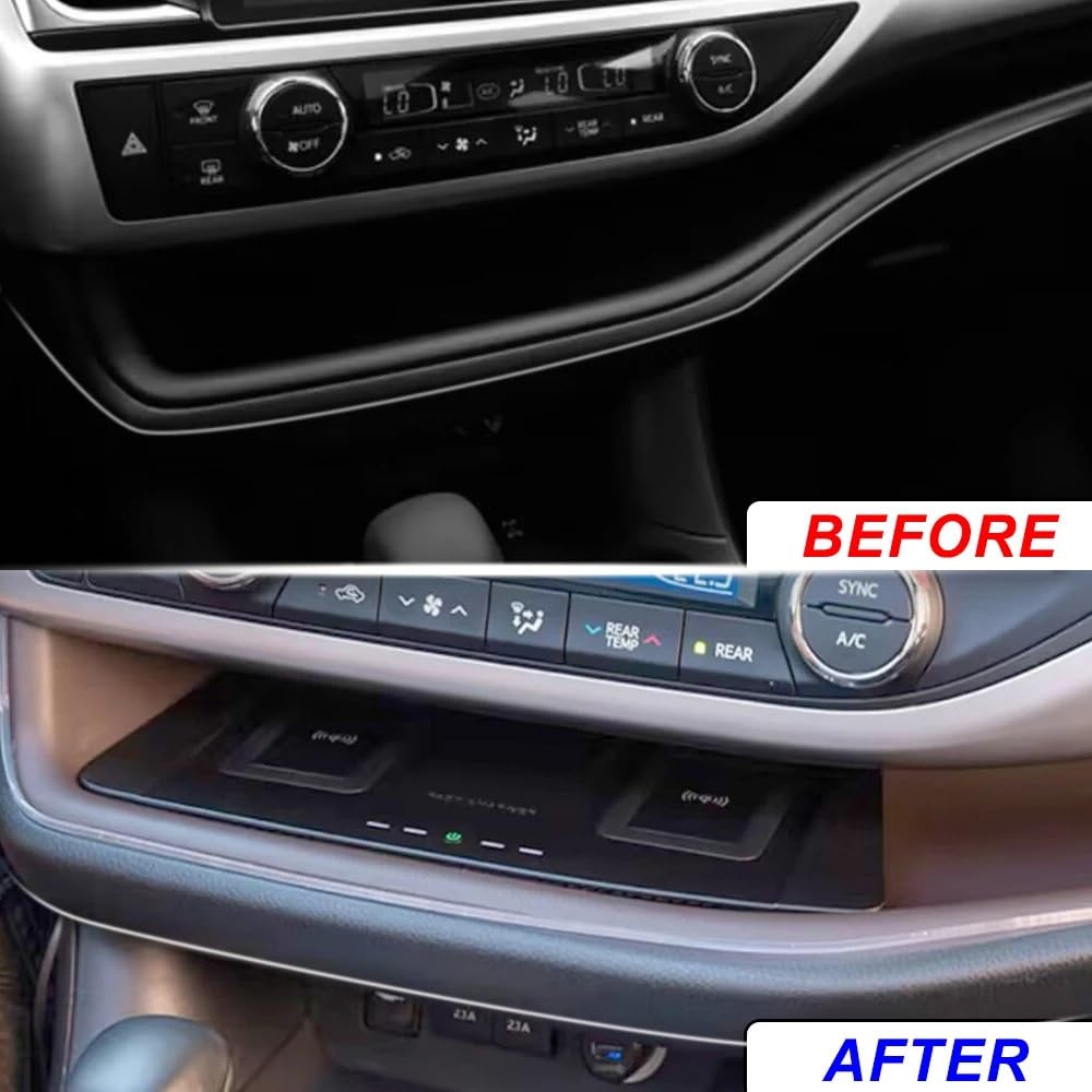 Cargador inalámbrico for coche compatible con Toyota Highlander 2015-2021, almohadilla de carga, soporte for teléfono móvil, accesorios de carga rápida Interior