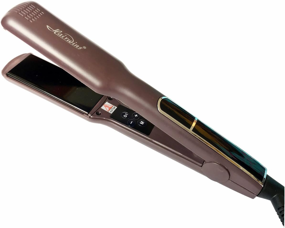 Ceramic Tourmaline Ionic Flat Iron with LCD Display and Wide Plates,1.5-Inch,Coffee