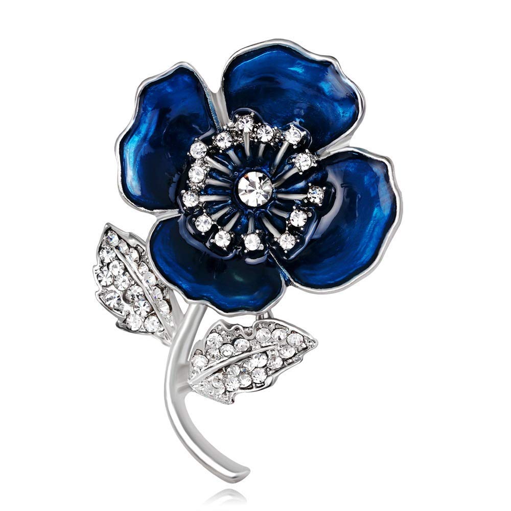 Elegant Brooches Pins Pins Pins Rhinestone Flower Brooch Pin Retro Dot and Ladies Brooch Collar Shirt Jewelry Women Broo (Blue Free Size)
