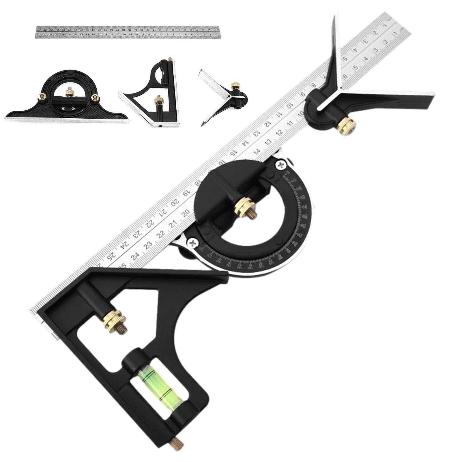 Carpenter Square, 7 Pollici Metrico Alluminio Quadrato Strumento Triangolo Righello Professionale Angolo Metallo Quantificatore Opaco Sistema Di Misurazione (7 Pollici Nero Metrico - 3
