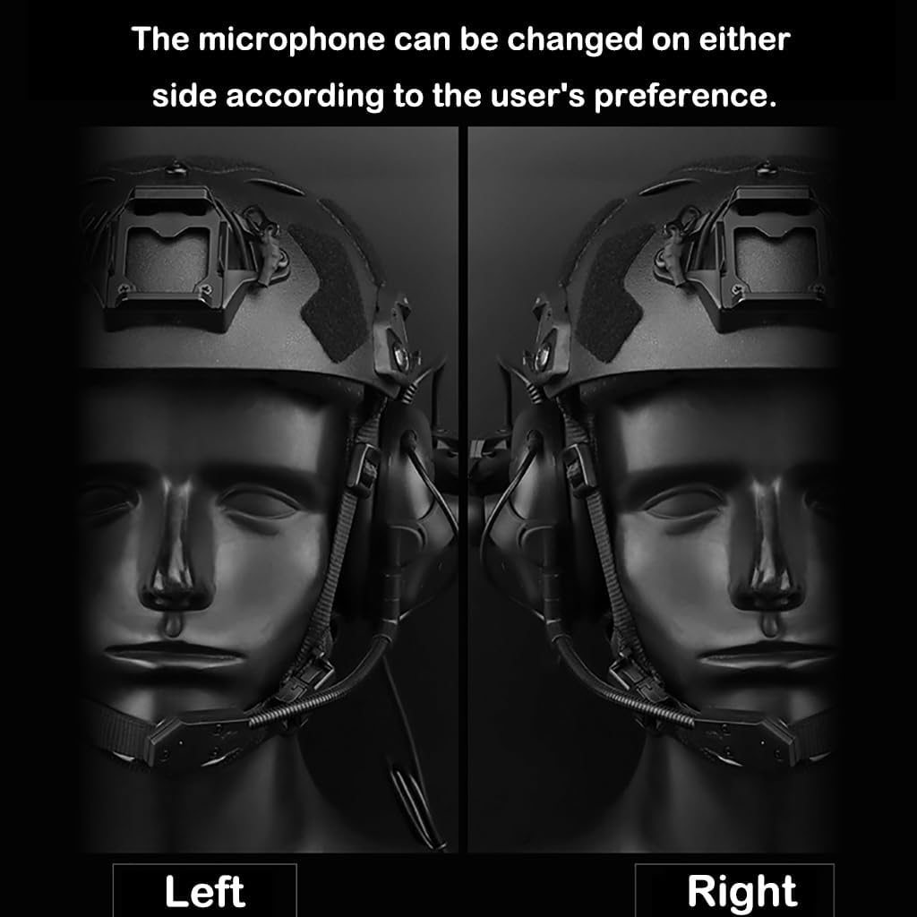 Tactical Fast Airsoft Helmet with Mask Goggles Noise Cancelling Headset Battery Pouch and Helmet Cover Adjustable Tactical Helmets Set Outdoor CS Paintball Hunting Gear F MIN