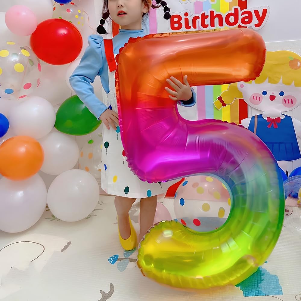 Foil Globo Número 5 Azul 40" (101cm), Inflable Helio o aire, Gigante Numeros 0-9, 10-19, 20-29, 30-100, Grande Globos Decoración para La Boda Aniversario y Cumpleaños Fiestas — view 202