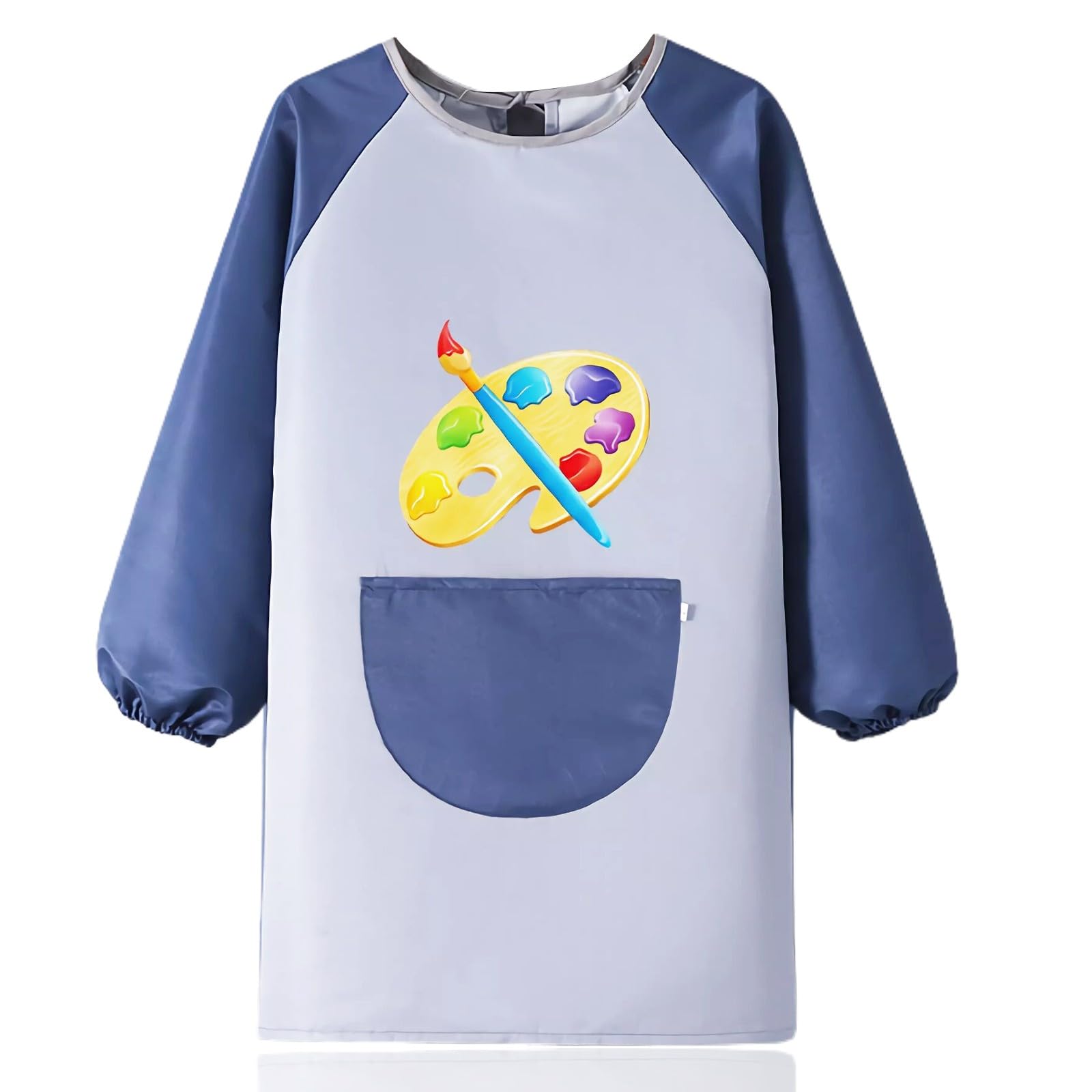 Bata Pintura Niños, Delantales de Pintura para Niños de 5 a 11 Años, Babi Escolar Infantil Babis Escolares Impermeable con Mangas y Bolsillo Grande Pintura Blusa para Pintura Cocina Escuela, M-17