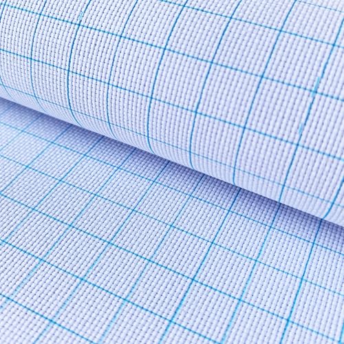 16 Count White Aida Cotton Embroidery Fabric with Washable Grid Lines, 16 Holes Per Inch, Perfect for Cross Stitch and Needlework (29