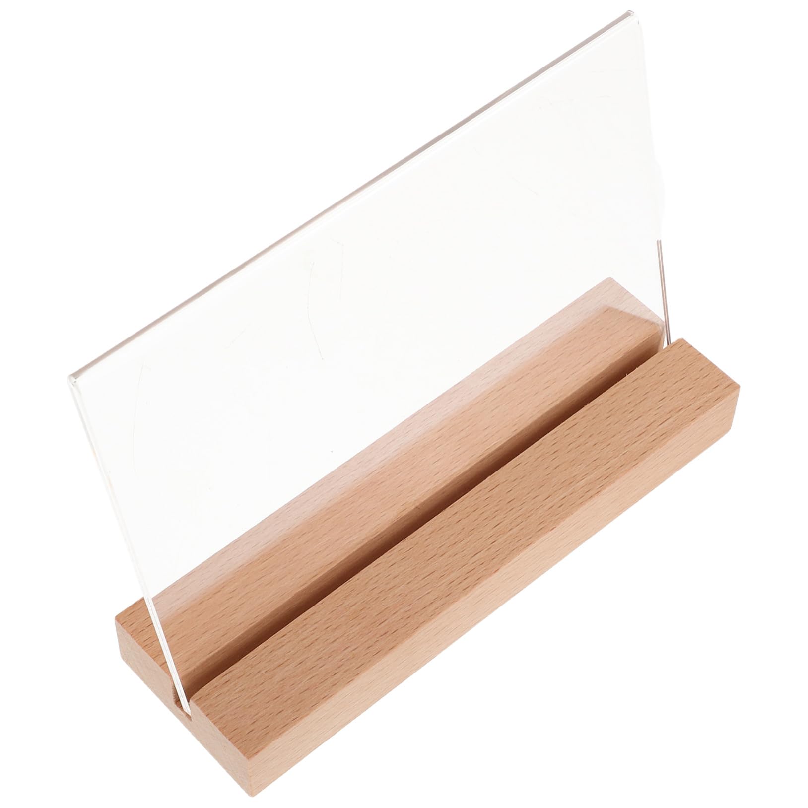 Porte-affiche de Comptoir Horizontal en Acrylique avec Base Bois, Lot 5