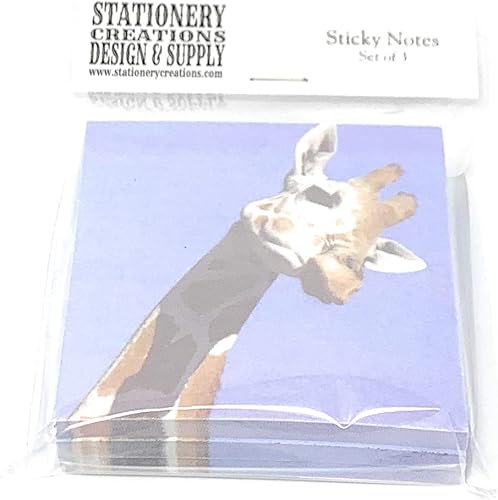 Miniatura 3 de Giraffe on Blue Sticky Notes – Juego de 3 – Diseño temático de animales silvestres – Regalo de papelería – Bloc de notas de papel – Suministros