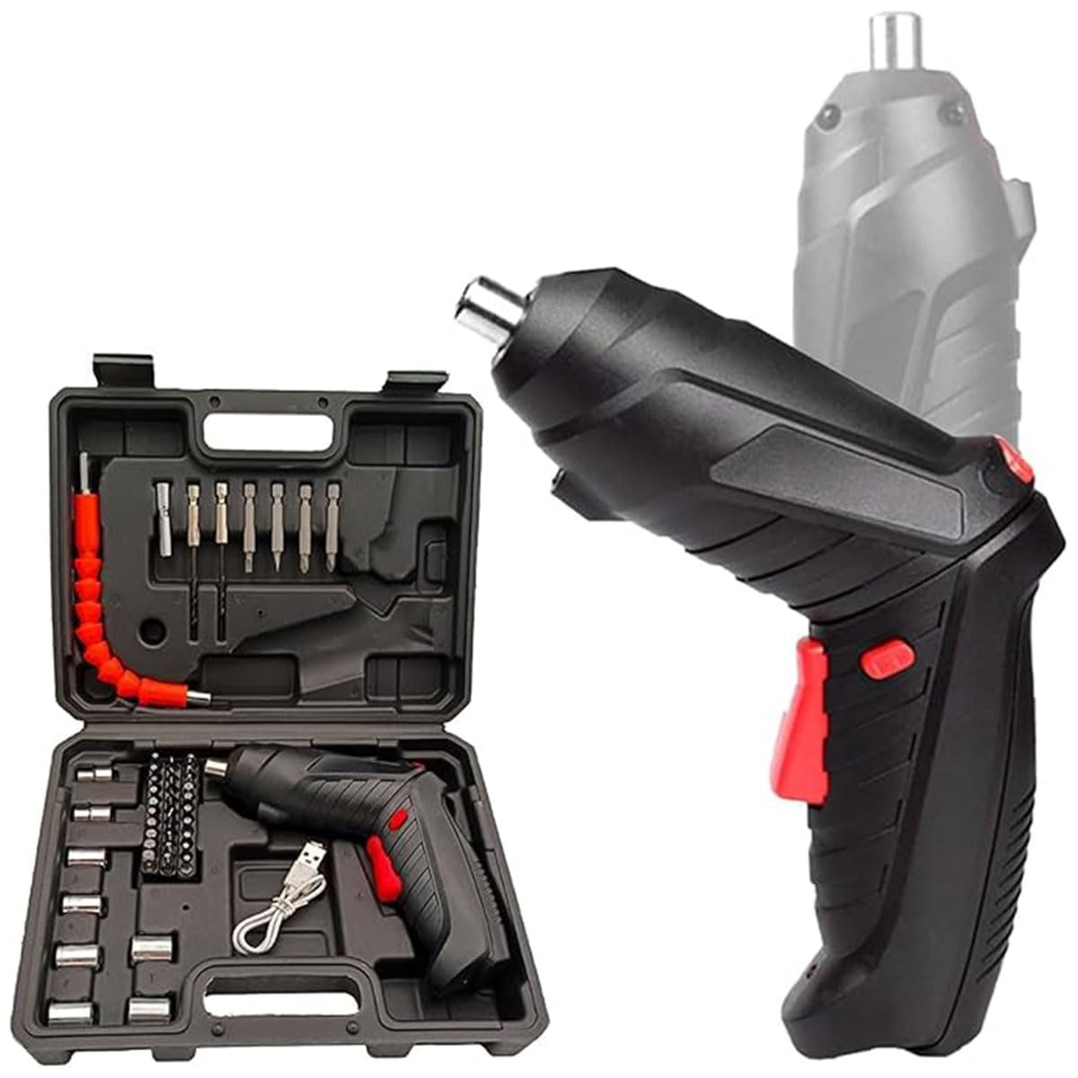 Rechargeable Cordless Screwdriver & Drill Machine Kit | 46 Pcs Precision Bit Set | 90° Rotating Handle, LED Work Light & Carry Case | Ideal Tool for DIY, Home Repairs, Appliances & Electronics-image-26