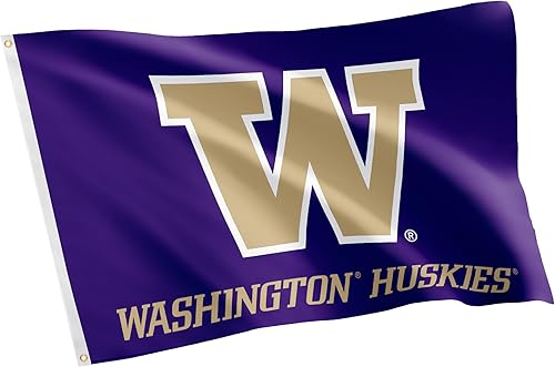 Miniatura 7 de Desert Cactus Bandera de la Universidad de Washington U of W UW Huskies Husky Banderas Banners 100% poliéster para interiores y exteriores 3 x 5