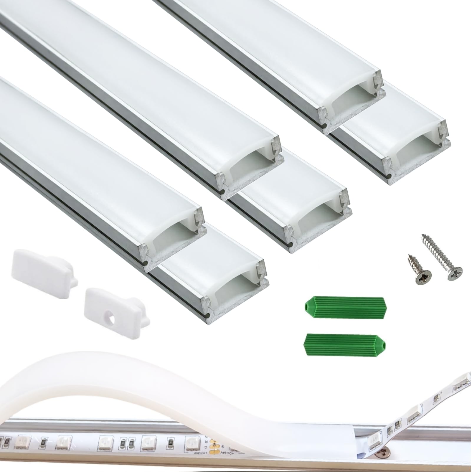 THMOOTHER Silver Pre-Drilled U Channel Diffuser 6-Pack 3.28FT
