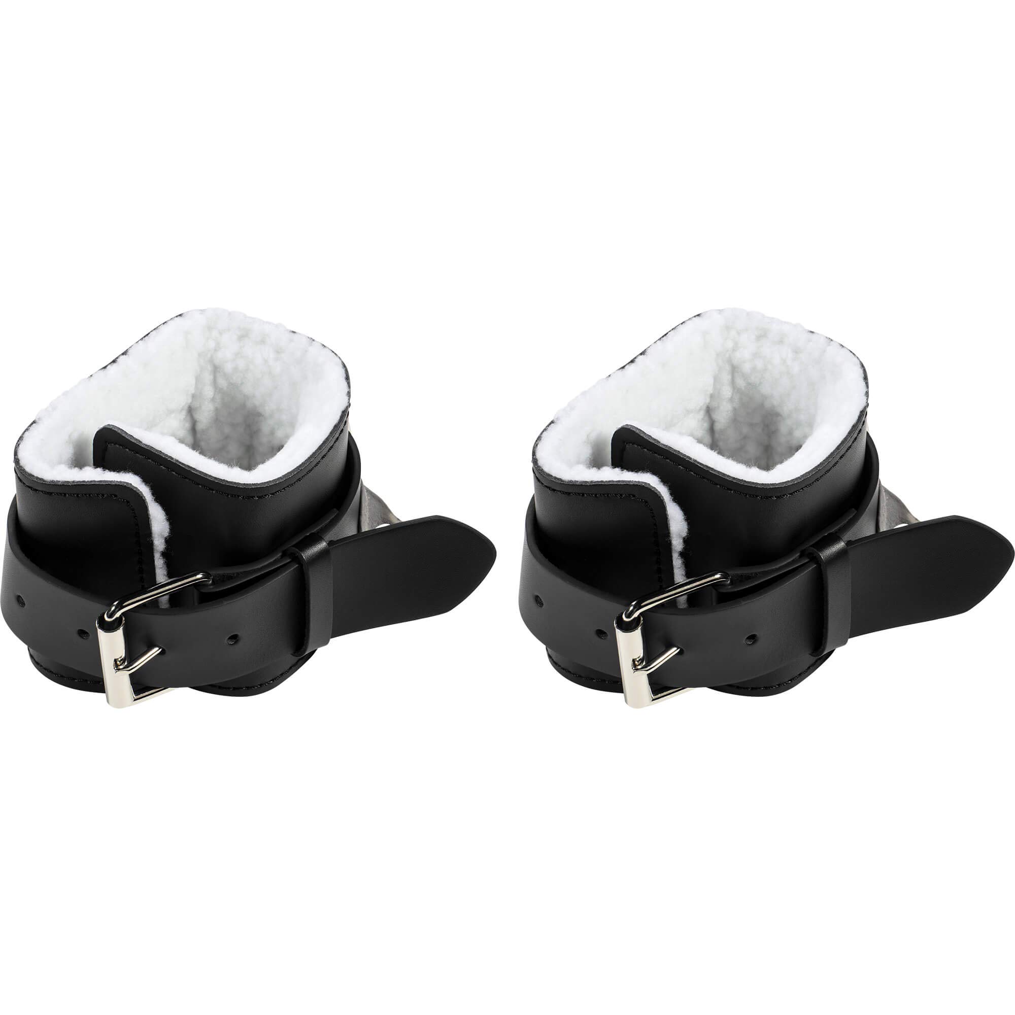 Gorilla Sports® Cavigliere Fitness - in Pelle Nera, Imbottito, Pezzo Singolo o nel Set di 2, con Attaccamento per Cavo - Cinghia per Caviglia per Palestra, Cinturino per Trazioni, Ankle Strap