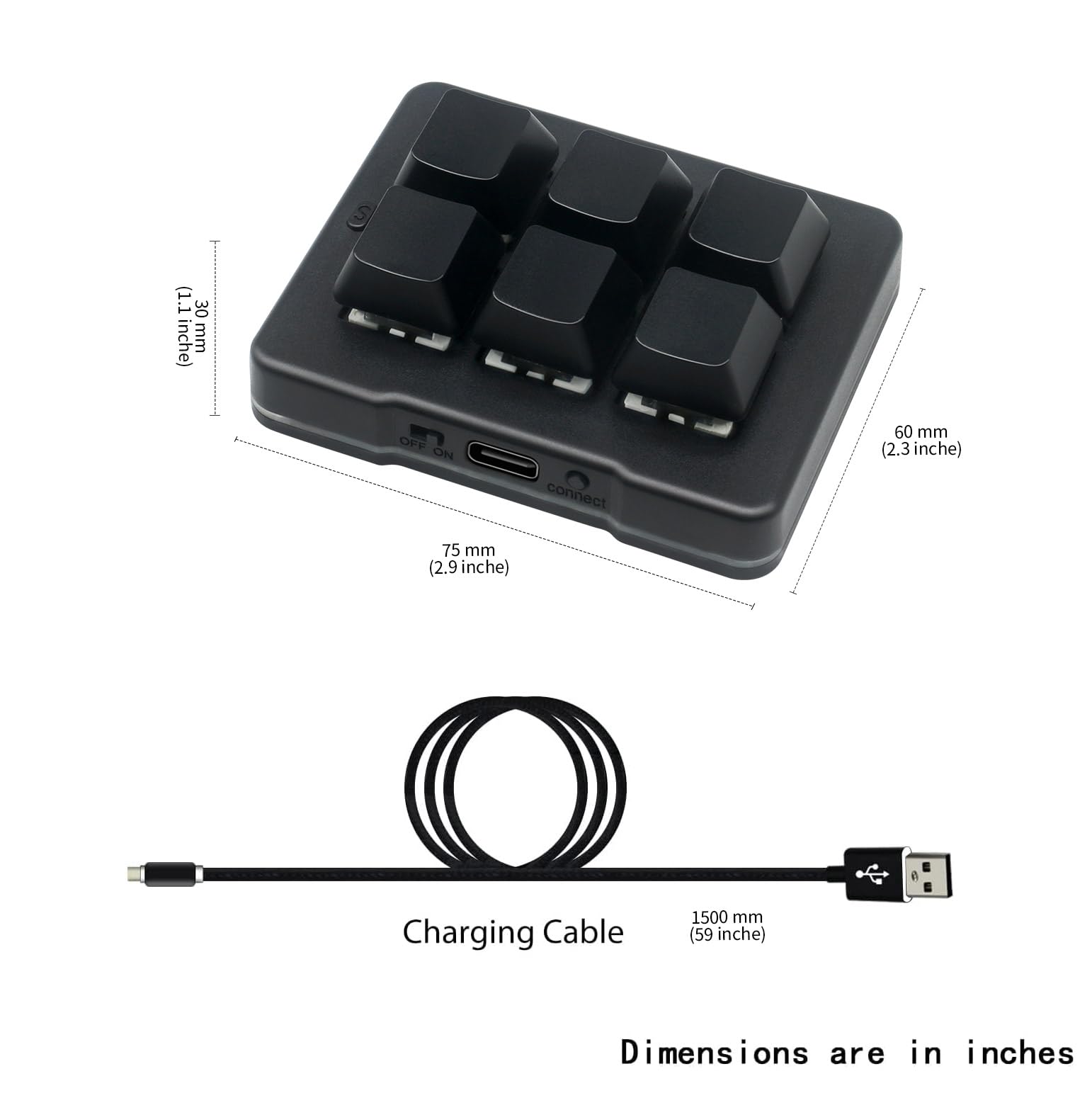 6 teclas Mini Keypad Wireless USB Mecánico Gaming Macro Teclado Custom Programable OSU Teclado con RGB Led para PC Gaming OSU Oficina Trabajo HID