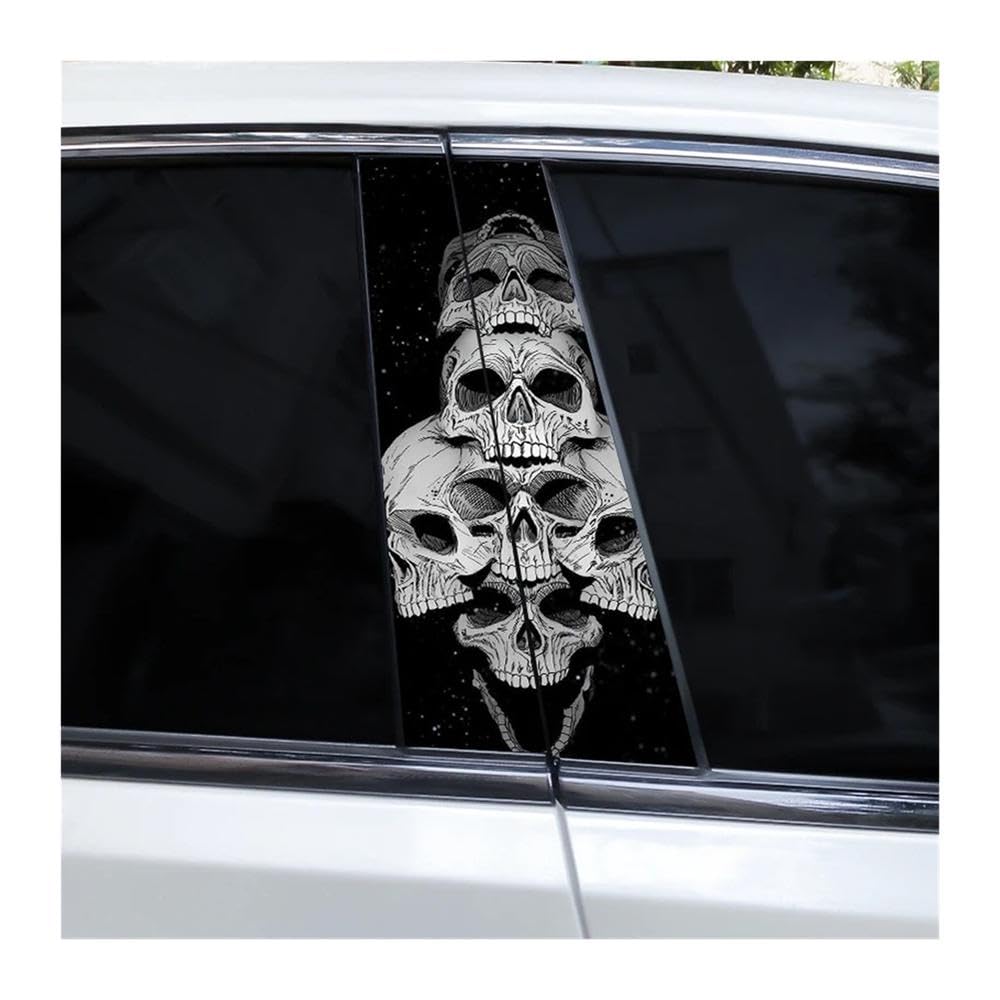 Bertdcx D White Skull Car Sticker Center Pillar Waterproof Iy Oor Pillar Ecal Auto Parts(D)