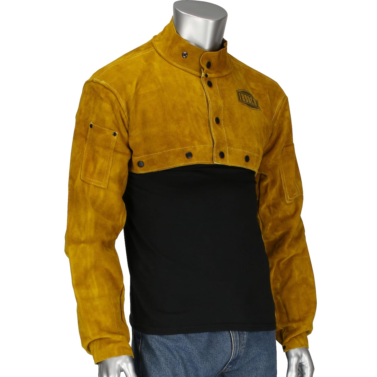 7000 Cowhide Leather Welding Cape Sleeve - Golden Yellow, Large Size Cape Jacket with Heat Resistance. Welding Gears