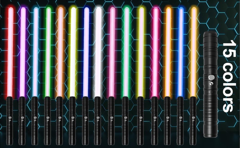 Miniatura 2 de Sable de luz FX Dueling, RGB 15 colores y 3 modos de sonido, mango de aleación de aluminio antideslizante, sable de luz recargable 2 en 1 de doble