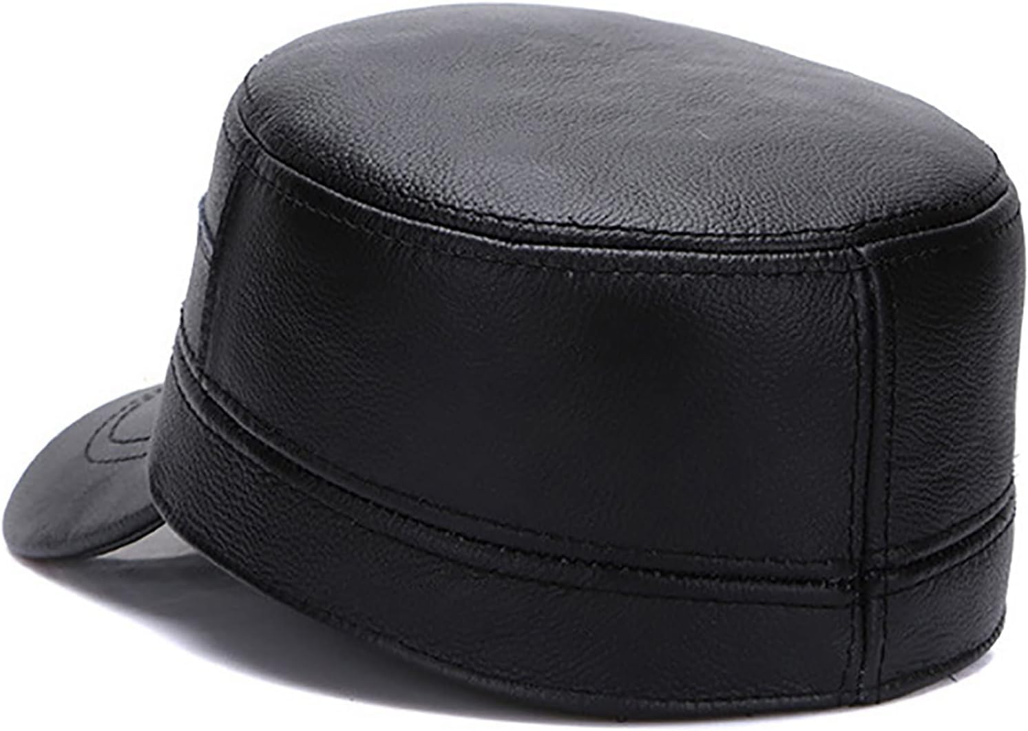 Skórzana Czapka Wojskowa Klasyczna Czapka Wojskowa, Lekkie Sportowe Czapki Z Daszkiem Na świeżym Powietrzu, Vintage Army Hat Płaska Czapka Kadeta Dla Mężczyzn I Kobiet, Black, 55-56