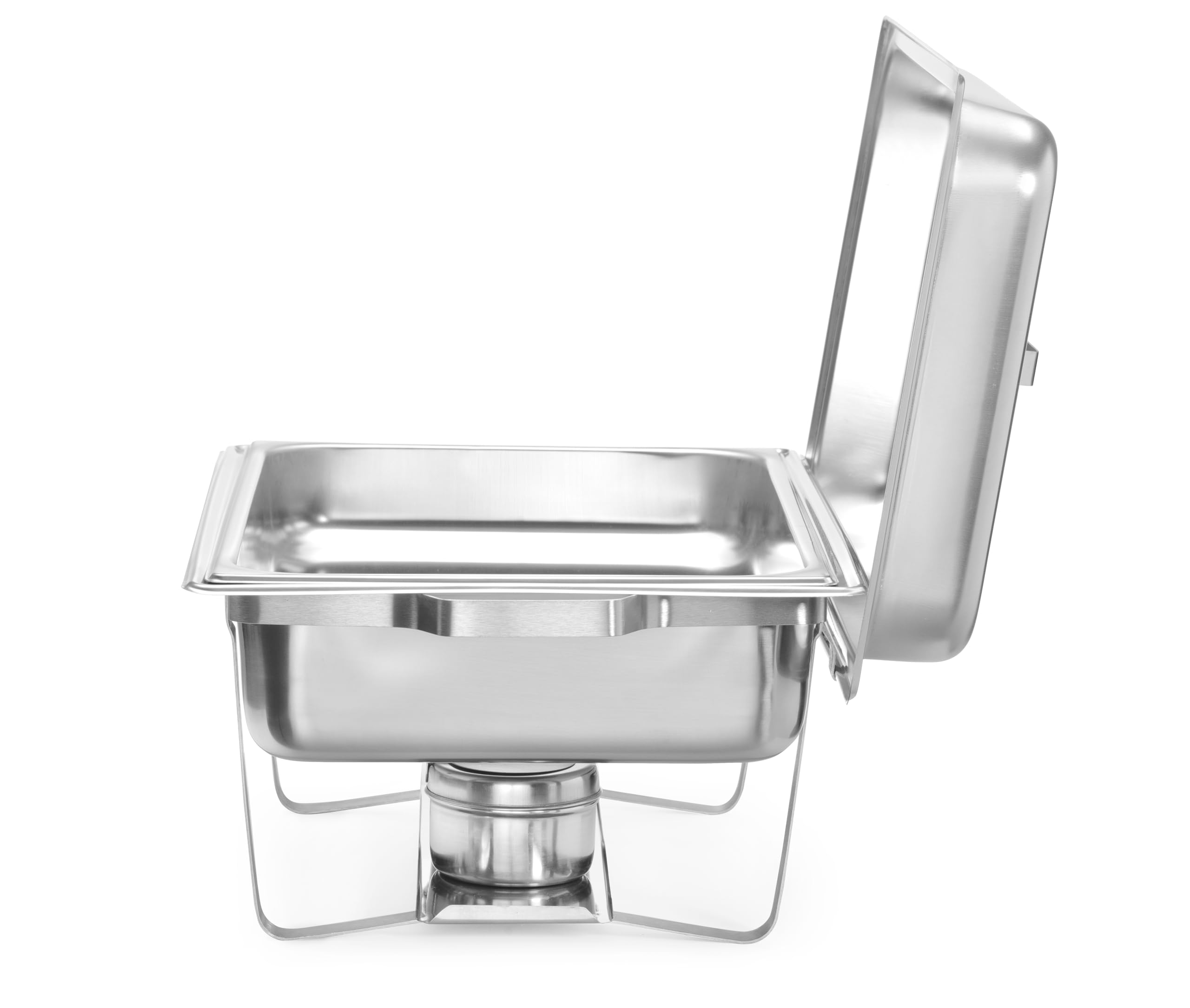 HENDI Chafing Dish Set, 4 Stück, mit 4X GN1/1 Behältern, 8X Brennpastenbehältern, integriertem Deckelhalter, Warmhaltebehälter, Buffetwärmer, Speisewärmer, 8,5L, 610x355x(H) 297mm, Edelstahl