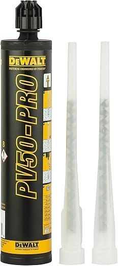 DEWALT DFC1310150 PV50-Pro 345 ml Adhesive Cartridge, Designed For Use on Concrete & Masonry, ETA Approved for M8 to M24 T...