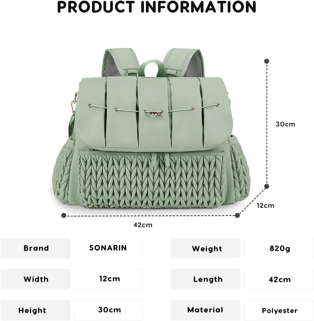 Convertible Diaper Bag Backpack Waterproof Nappy Changing Bag Travel Mummy Bag with Changing Pad & Shoulder Strap(Green) - Image 7