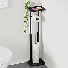 TTWO トイレ収納棚 トイレットペーパーホルダー 幅20×奥行15×高さ60.5-76.5cm 高さ3段階調節 スリム ペーパースタンド スマホ・芳香剤置き トイレラック コーナー 隙間 ストッカー 洗面所 玄関収納 便利 省スペース 薄型 サニタリーラック おしゃれ (ブラック)