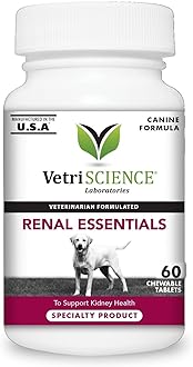 VetriScience Kidney Health Chewable Tablets, Renal Essentials Supplement for Dogs, Urinary Tract and Kidney Support with Mushroom, Astragalus Root, Nettle Seed and Herbs, Smoke, 60 Count