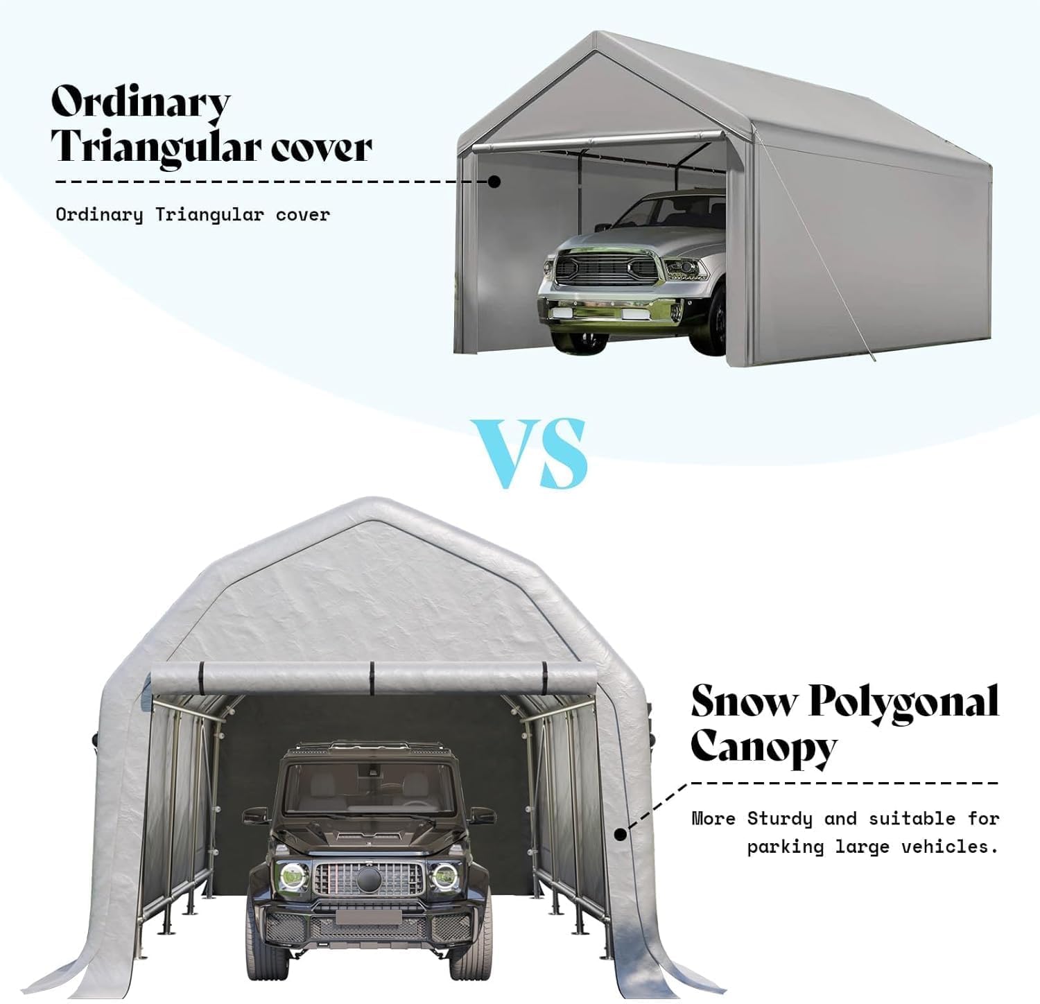 AMERLIFE 12' x 24' Enclosed Carport, Heavy Duty Garage with Steel Frame, Outdoor Shelter with Roll-Up Door & 4 Vented Windows, UV Protection, Portable Storage for Cars, Boats, Silver