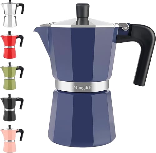 Vista 13 de Mongdio Cafetera de Espresso para Estufa Moka, Cafetera Cubana para Estufa, Olla Mocha Greca Italiana, 9 Tazas de Espresso, 15 oz - Plata