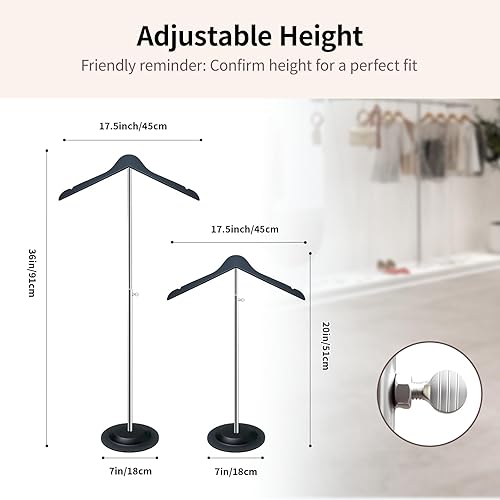 Miniatura 6 de Gecauoea Soporte de exhibición de camisa de 20 a 36 pulgadas, torso de maniquí con perchas de madera pura, diseño doble antideslizante, base de