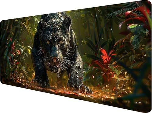 Czarna podkładka pod mysz XXL 1200 x 600 x 3 mm, podkładka pod mysz LeOpard z antypoślizgową podstawą, szwy na krawędziach, wodoodporna i trwała podkładka pod mysz do akcesoriów biurowych, prezent 7