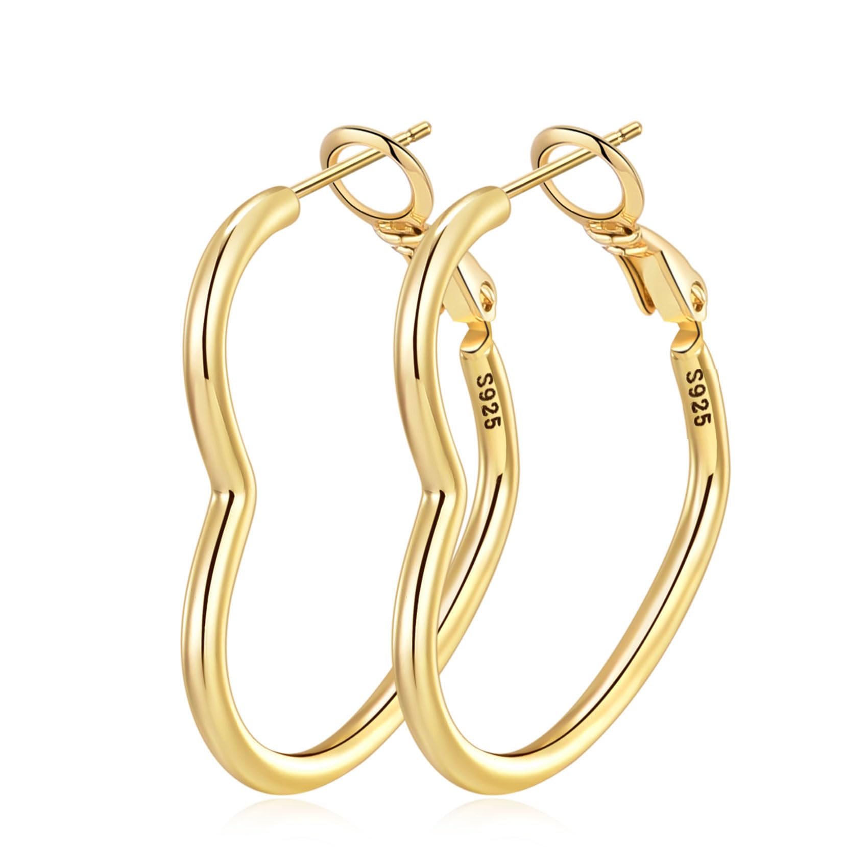 PRETOLEAros de Plata de Ley para Mujeres Aros Grandes en Forma de Corazón de Plata de Ley para Mujeres Aros Delgados de Plata para Mujeres Aros de Corazón de Plata Hipoalergénicos para Niñas 30/40/50mm