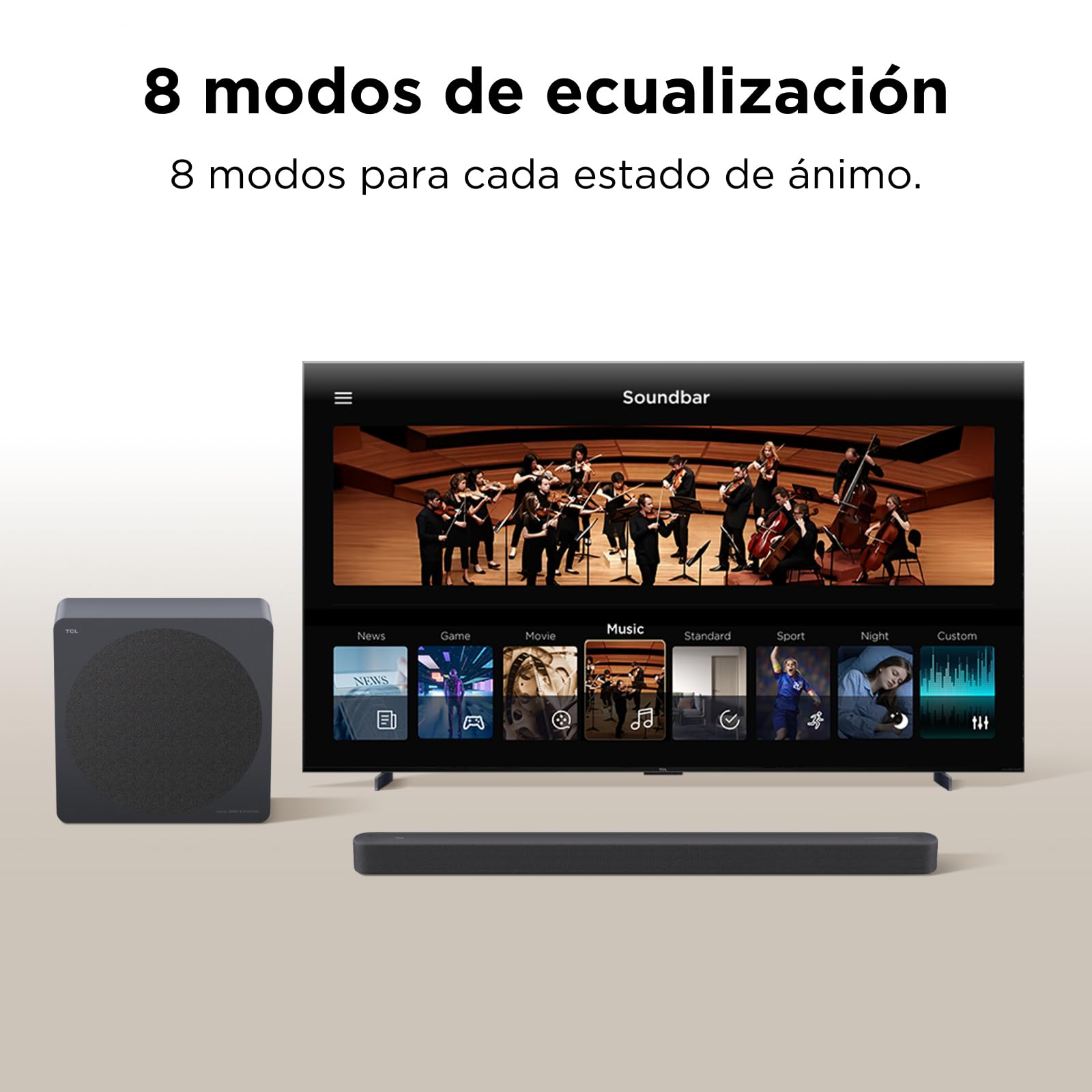 TCL A65K Barra de Sonido 3.1.2ch, Audio by Bang & Olufsen, Subwoofer Inalámbrico, 460W, Dolby Atmos & DTS:X, HDMI eARC, Bluetooth 5.3, Montaje en Pared, Control por App