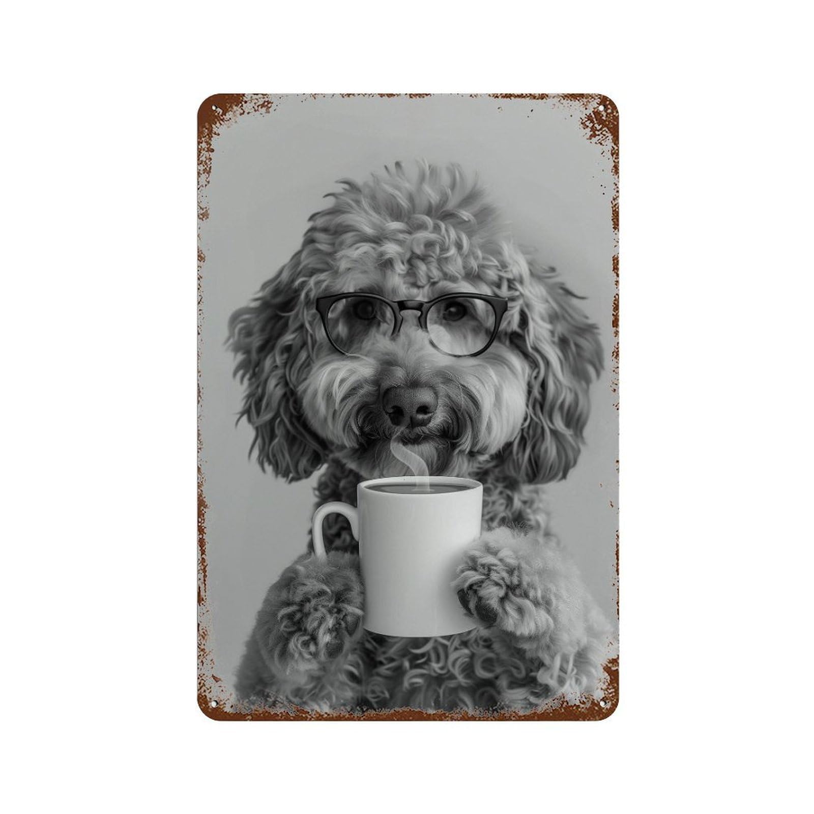 xiaoxiaoshen Goldendoodle Coffee Wall Art Wall Decor Art Metal Tin Poster Modern Home Decor Art Home Bar Shop Decorations Vintage Sign 30x20cm